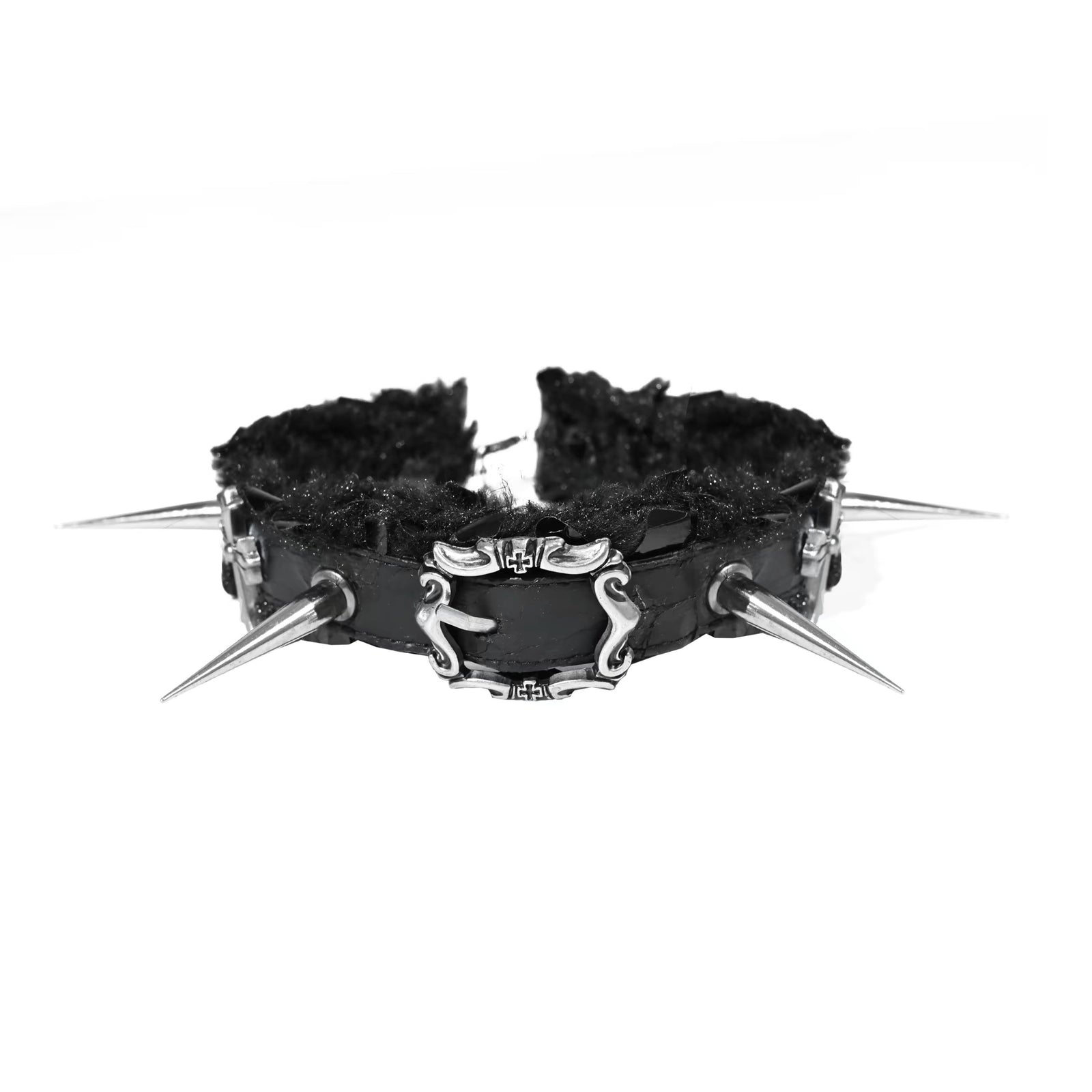 Gothic Snake-Textured Spiked Cross Choker product image 1