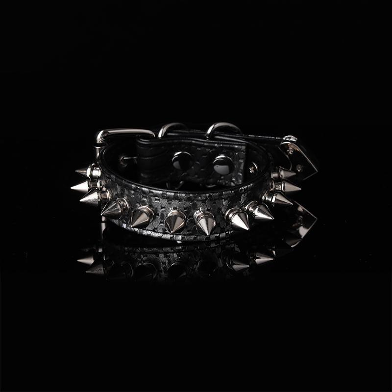 Spiked Snake-Embossed Punk Wrist Cuff alternative model view