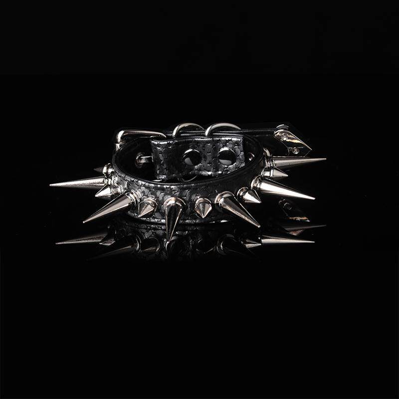 Spiked Snake-Embossed Punk Wrist Cuff front view