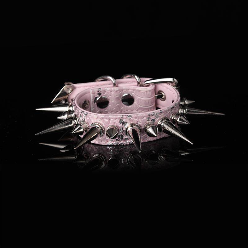 Spiked Snake-Embossed Punk Wrist Cuff detail view